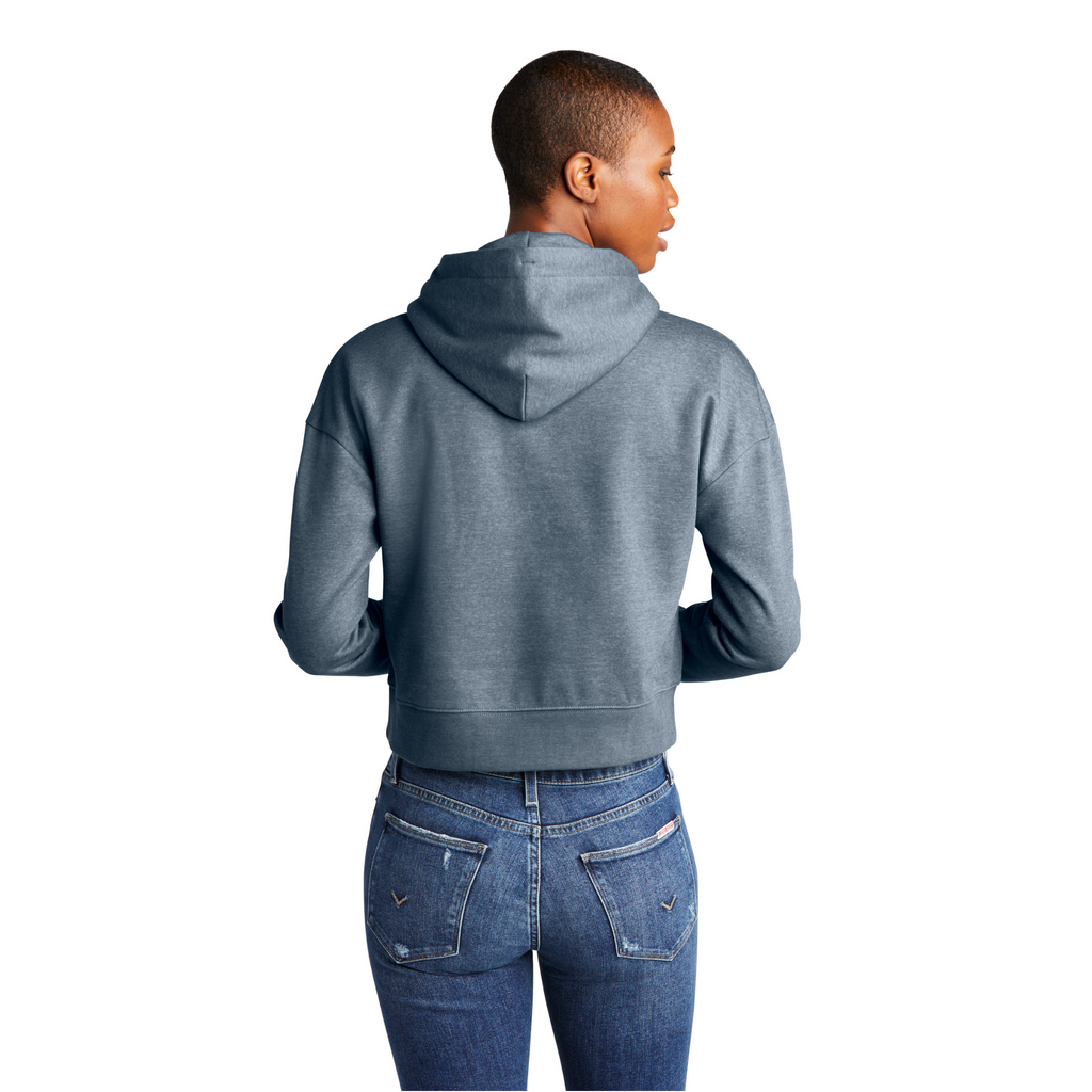 District Ladies Soft Fleece Crop Hoodie - Flint Blue River