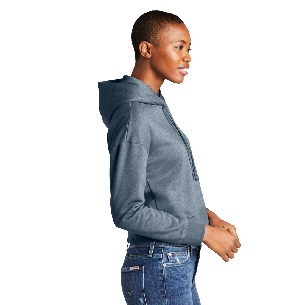 District Ladies Soft Fleece Crop Hoodie - Flint Blue River