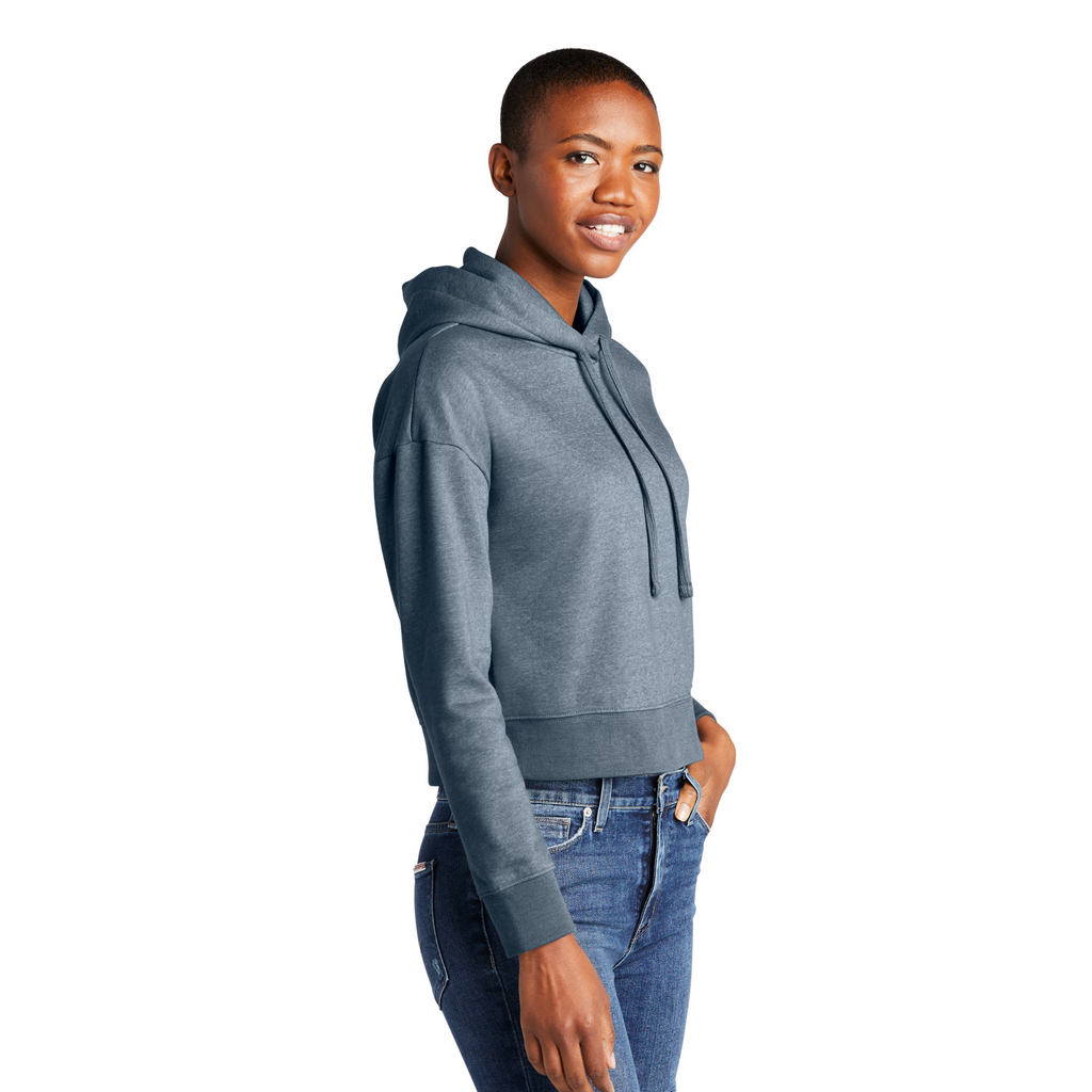District Ladies Soft Fleece Crop Hoodie - Flint Blue River