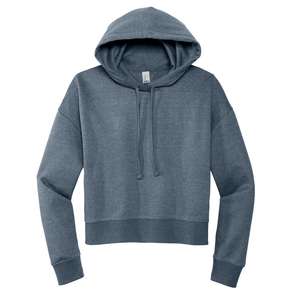 District Ladies Soft Fleece Crop Hoodie - Flint Blue River