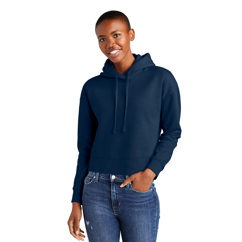 District Ladies Soft Fleece Crop Hoodie - New Navy