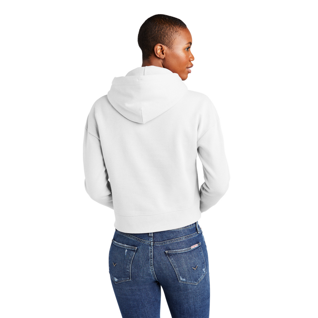District Ladies Soft Fleece Crop Hoodie - White