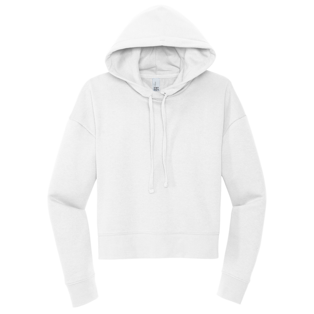District Ladies Soft Fleece Crop Hoodie - White