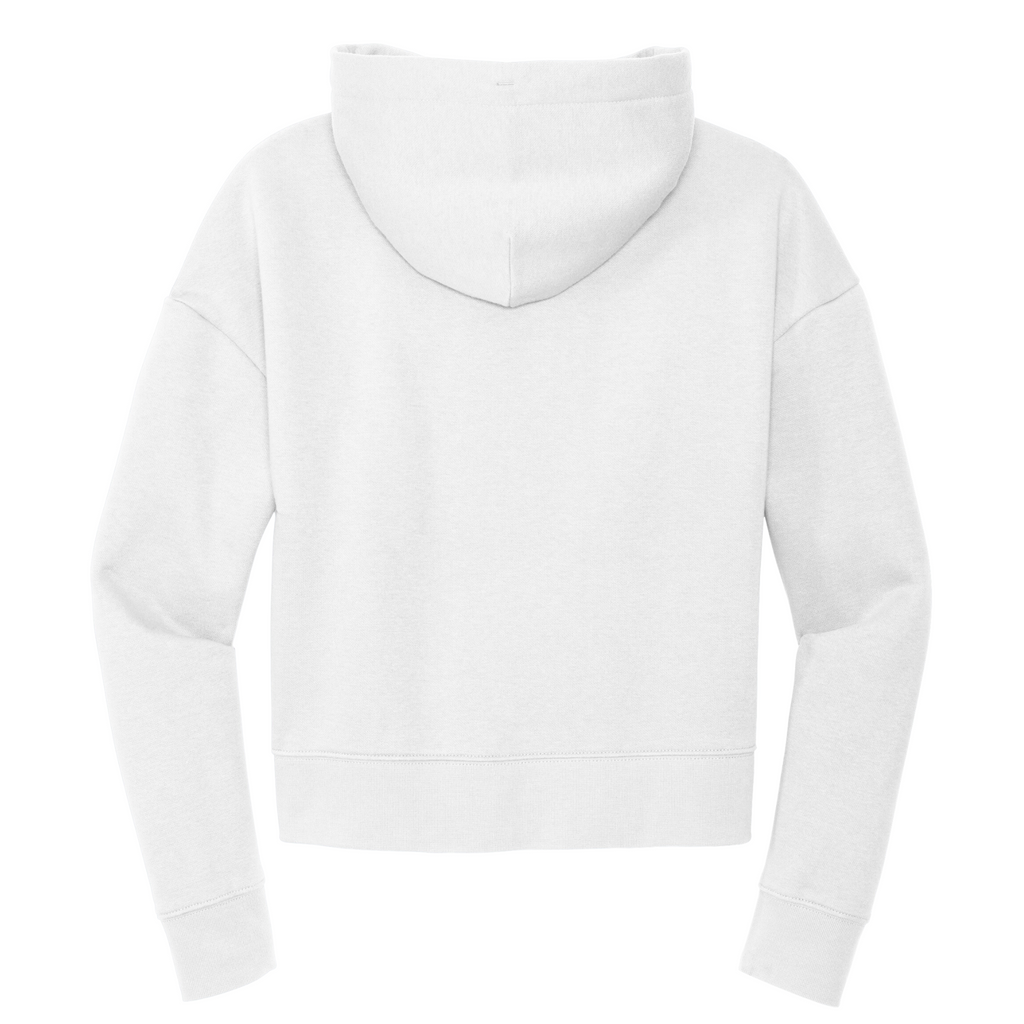 District Ladies Soft Fleece Crop Hoodie - White
