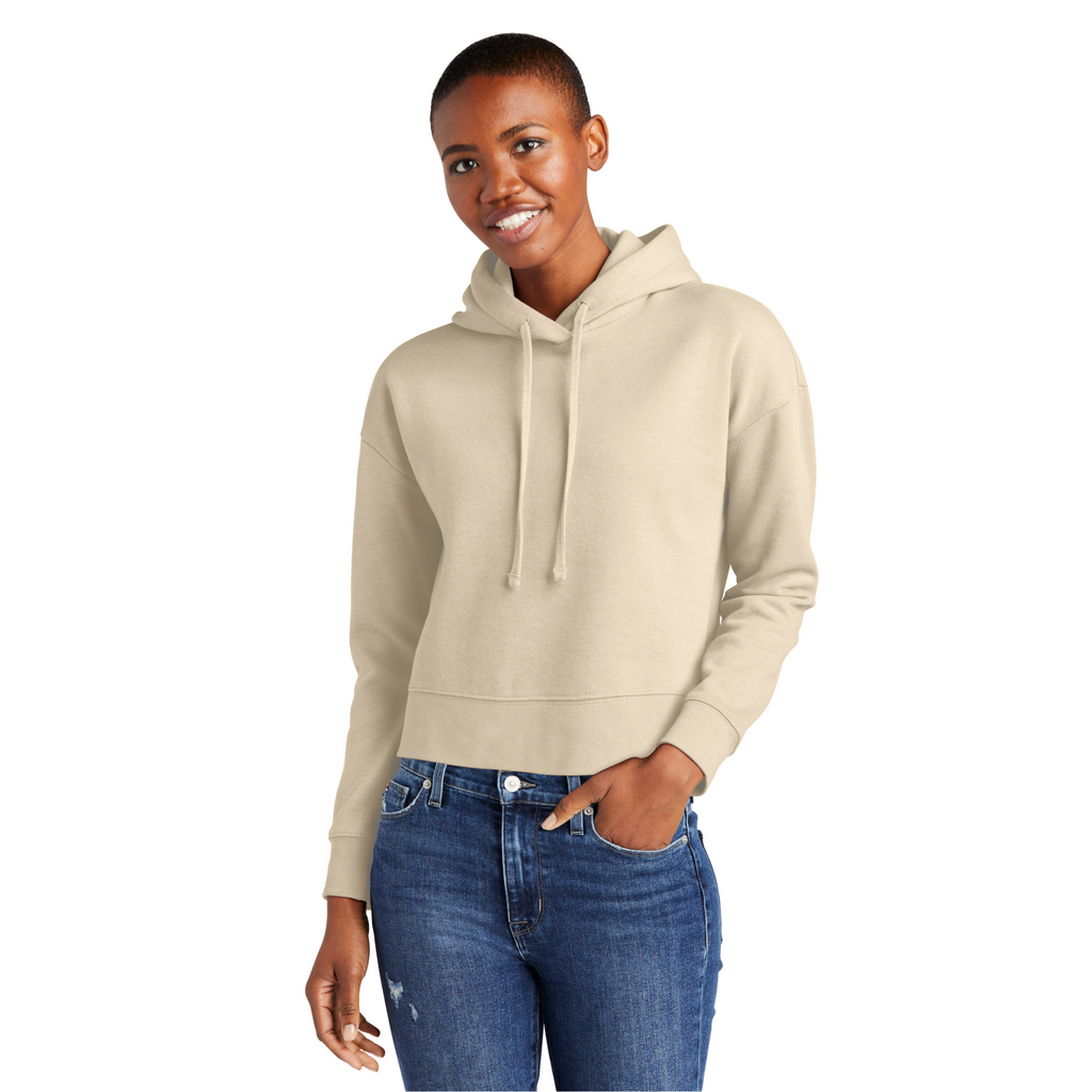 District Ladies Soft Fleece Crop Hoodie - Gardenia