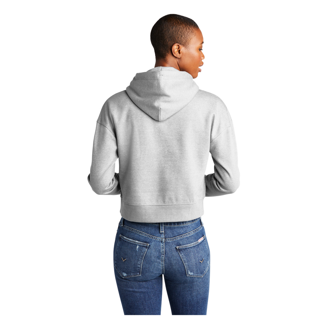 District Ladies Soft Fleece Crop Hoodie - Light Heather Grey
