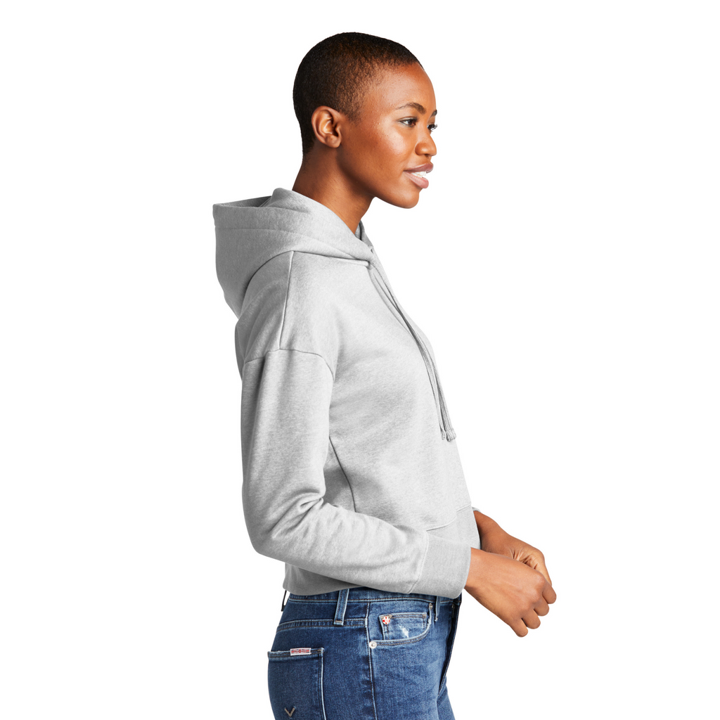 District Ladies Soft Fleece Crop Hoodie - Light Heather Grey