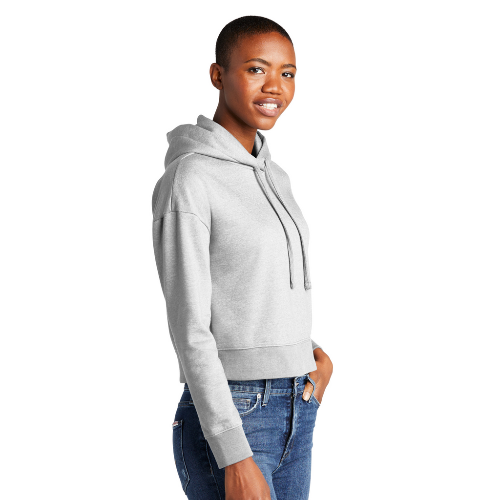 District Ladies Soft Fleece Crop Hoodie - Light Heather Grey