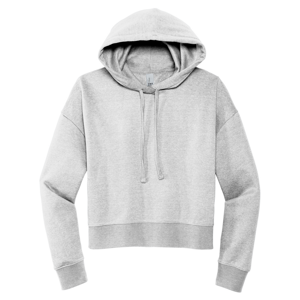 District Ladies Soft Fleece Crop Hoodie - Light Heather Grey