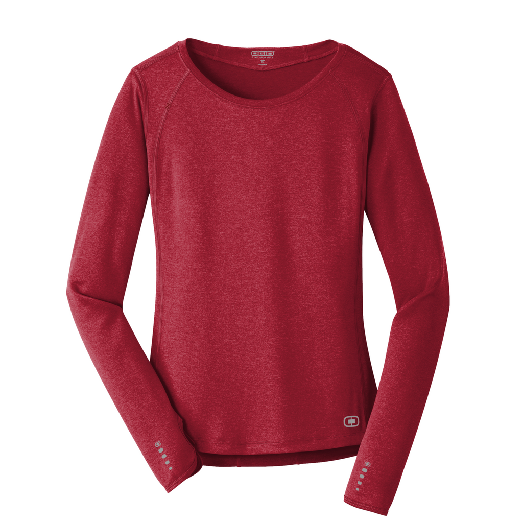 OGIO Endurance Ladies Long Sleeve Pulse Crew - Ripped Red