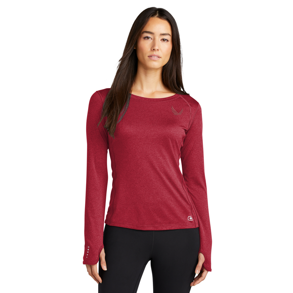 OGIO Endurance Ladies Long Sleeve Pulse Crew - Ripped Red