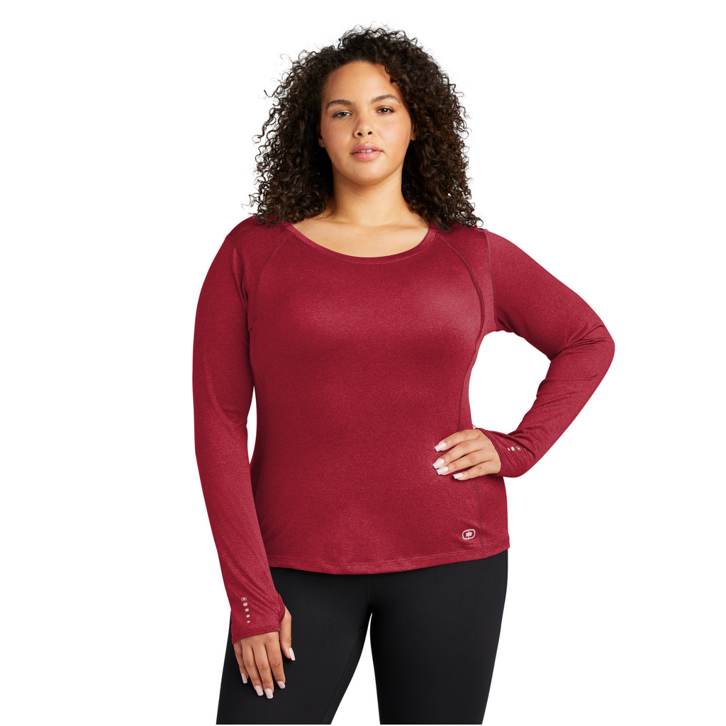 OGIO Endurance Ladies Long Sleeve Pulse Crew - Ripped Red