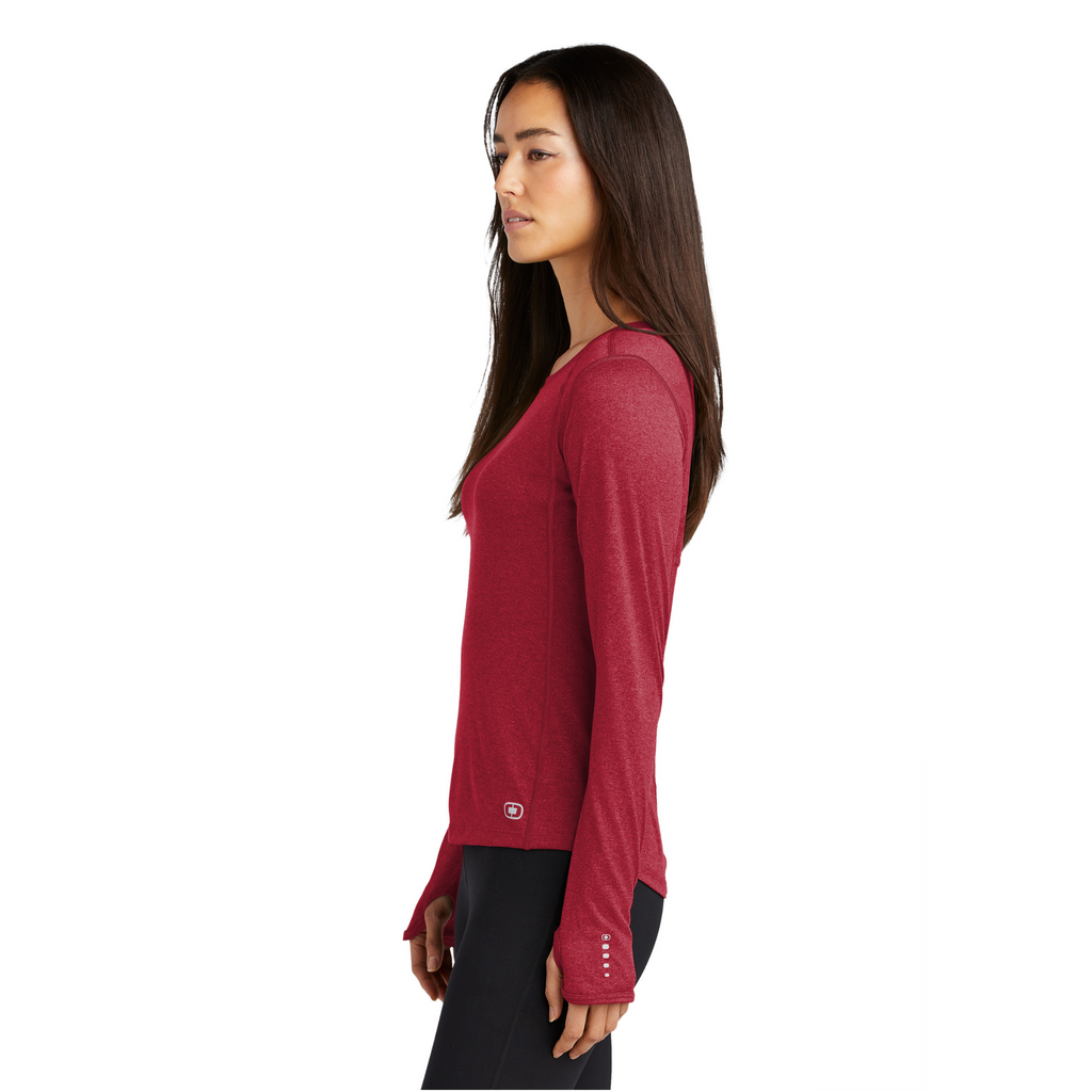 OGIO Endurance Ladies Long Sleeve Pulse Crew - Ripped Red