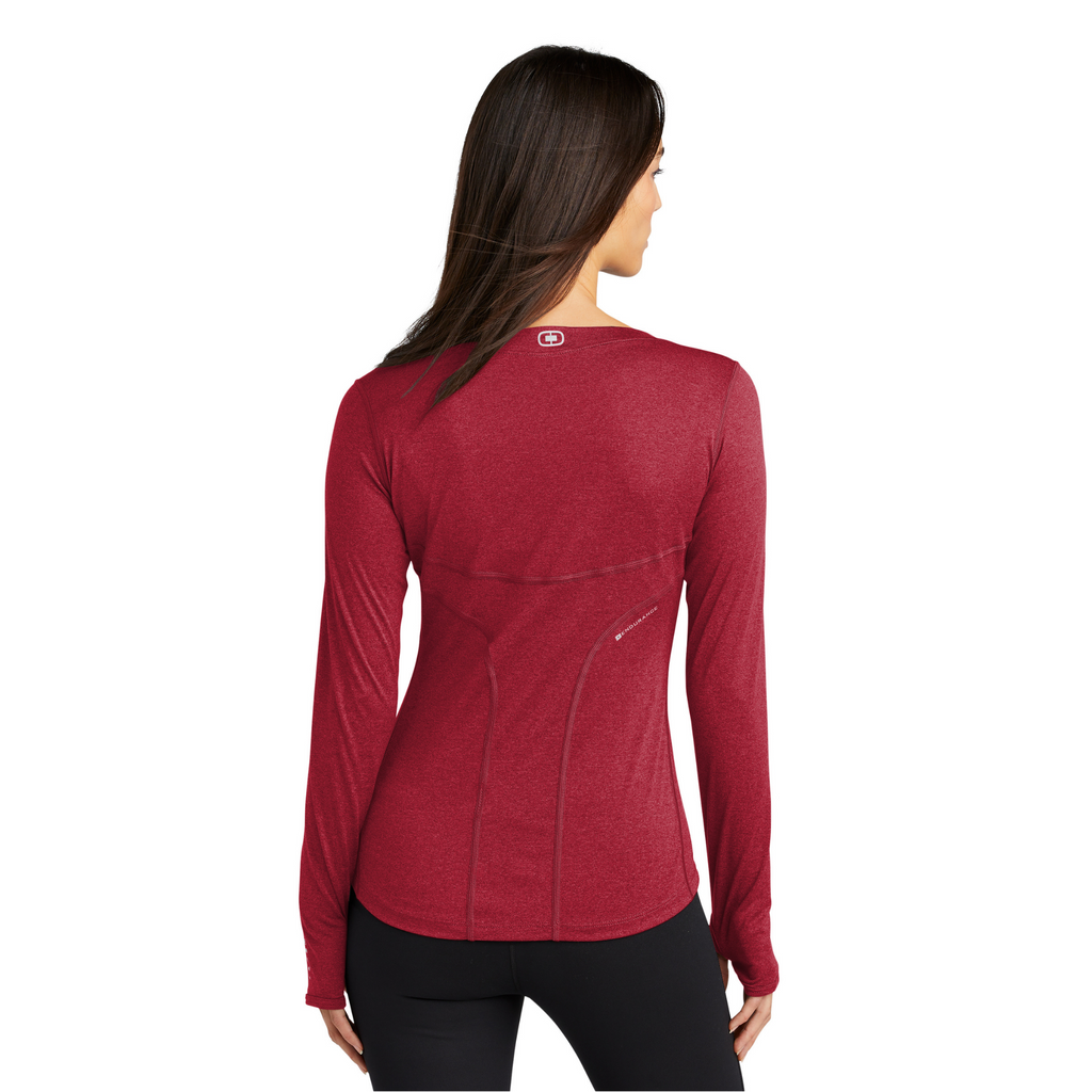 OGIO Endurance Ladies Long Sleeve Pulse Crew - Ripped Red