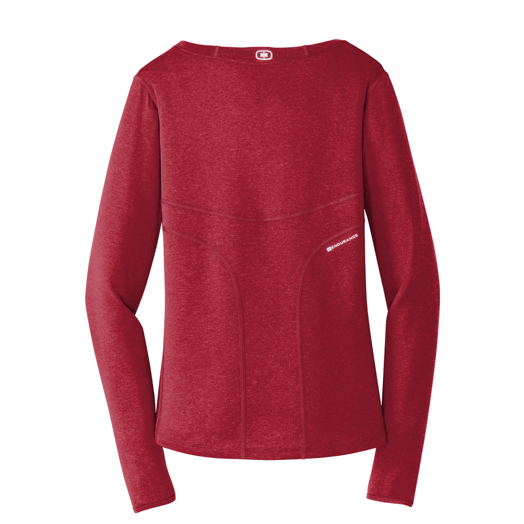 OGIO Endurance Ladies Long Sleeve Pulse Crew - Ripped Red