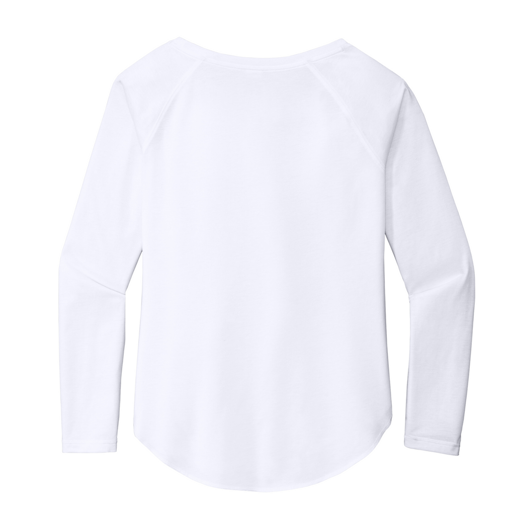 Sport-Tek Ladies PosiCharge Long Sleeve Tri-Blend Wicking Scoop Neck Raglan Tee - White Triad Solid