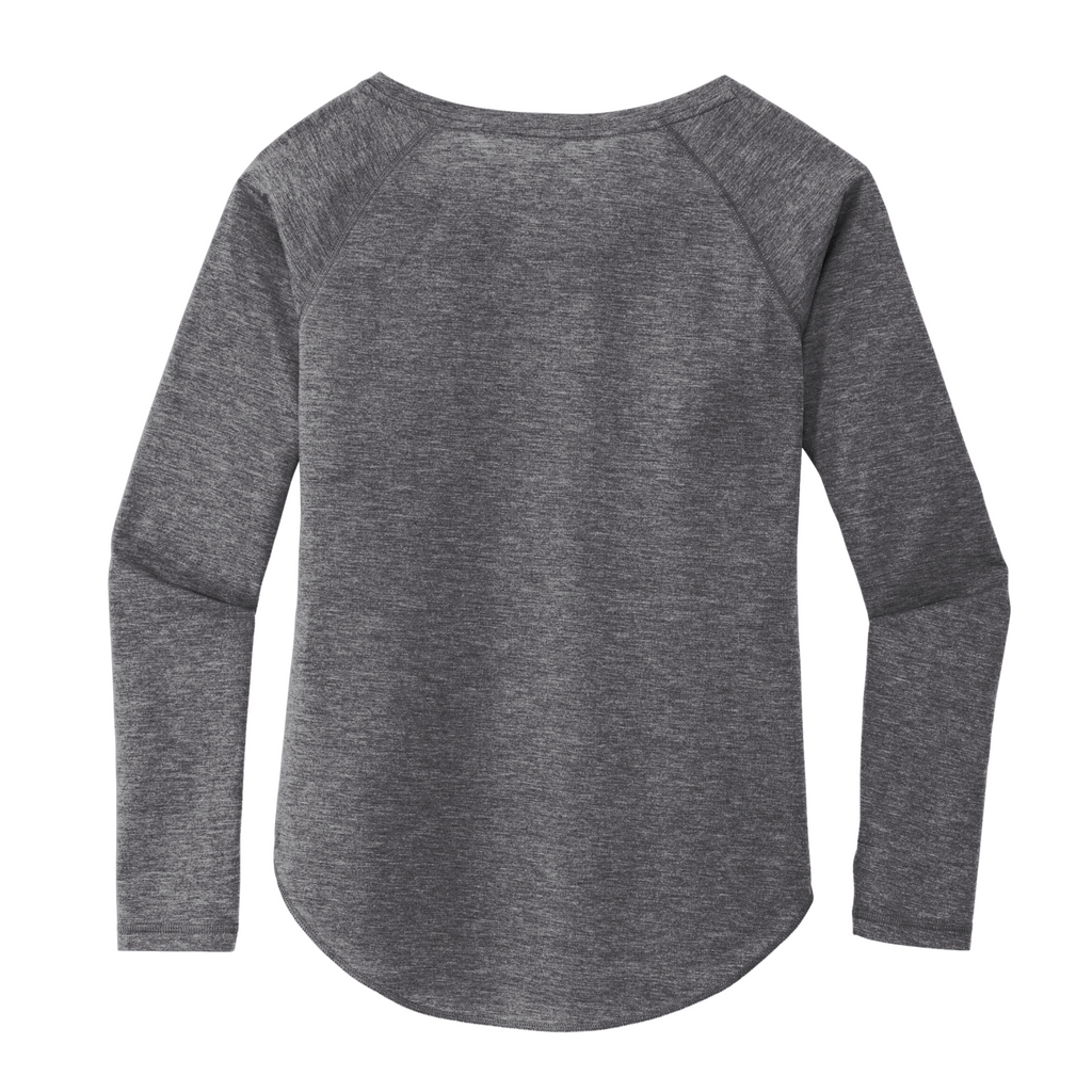 Sport-Tek Ladies PosiCharge Long Sleeve Tri-Blend Wicking Scoop Neck Raglan Tee - Dark Grey Heather