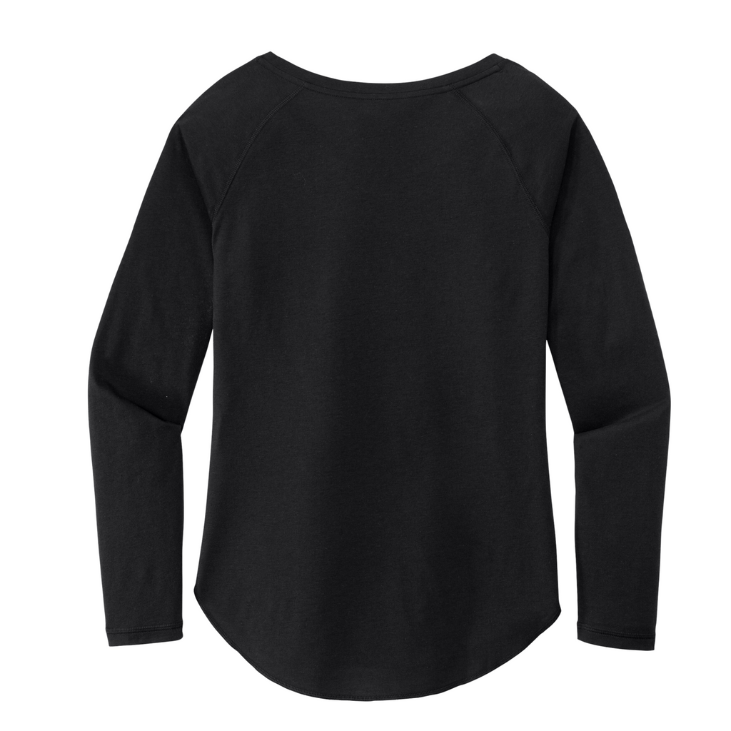 Sport-Tek Ladies PosiCharge Long Sleeve Tri-Blend Wicking Scoop Neck Raglan Tee - Black Triad Solid