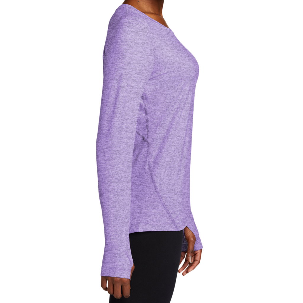Sport-Tek Ladies Dark Denim Heather Baselayer Long Sleeve Crew