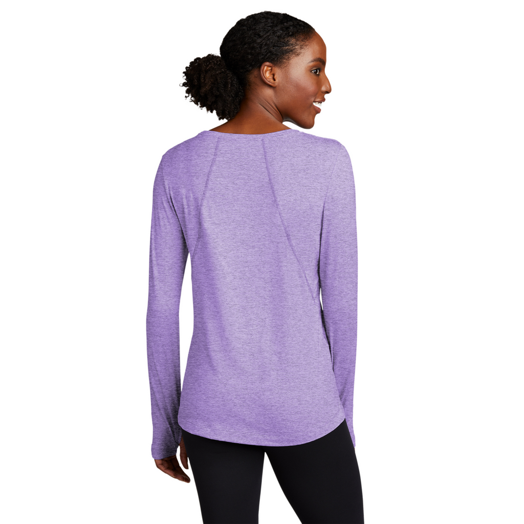 Sport-Tek Ladies Dark Denim Heather Baselayer Long Sleeve Crew