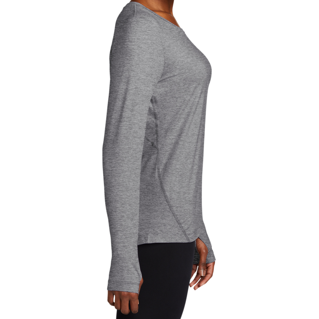 Sport-Tek Ladies Grey Heather Baselayer Long Sleeve Crew