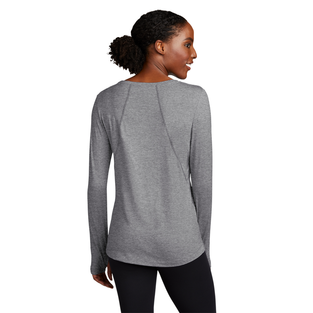 Sport-Tek Ladies Grey Heather Baselayer Long Sleeve Crew