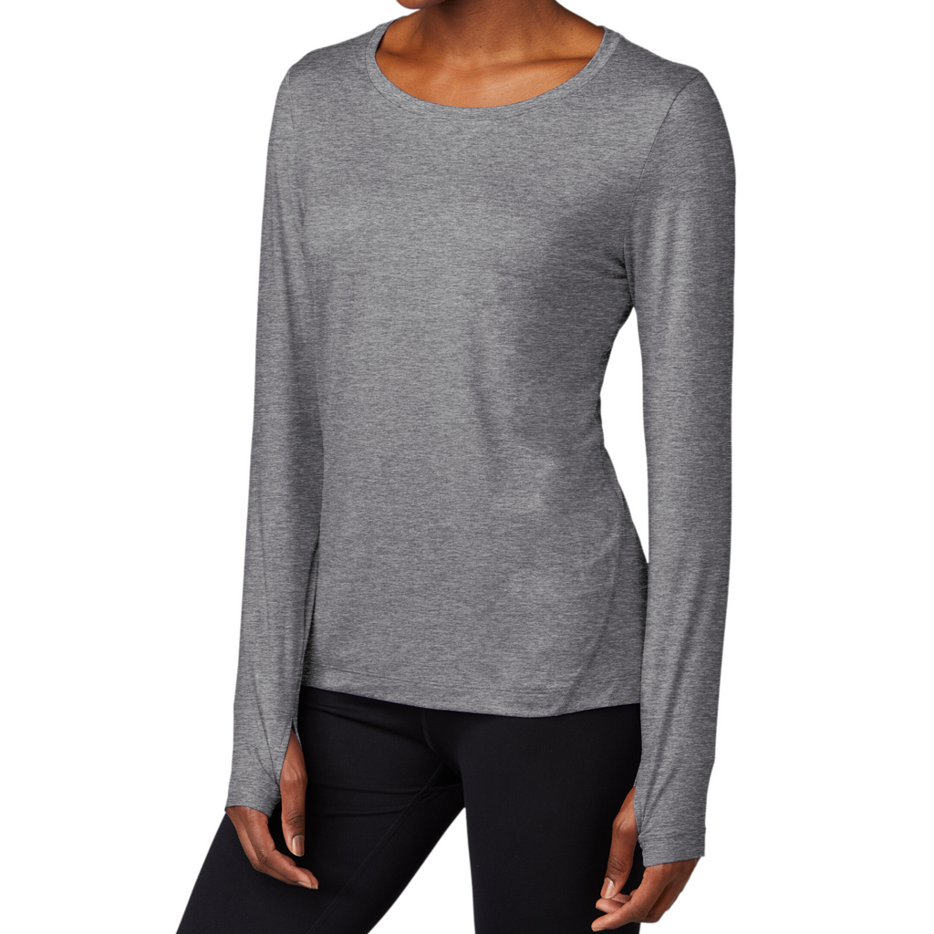 Sport-Tek Ladies Grey Heather Baselayer Long Sleeve Crew