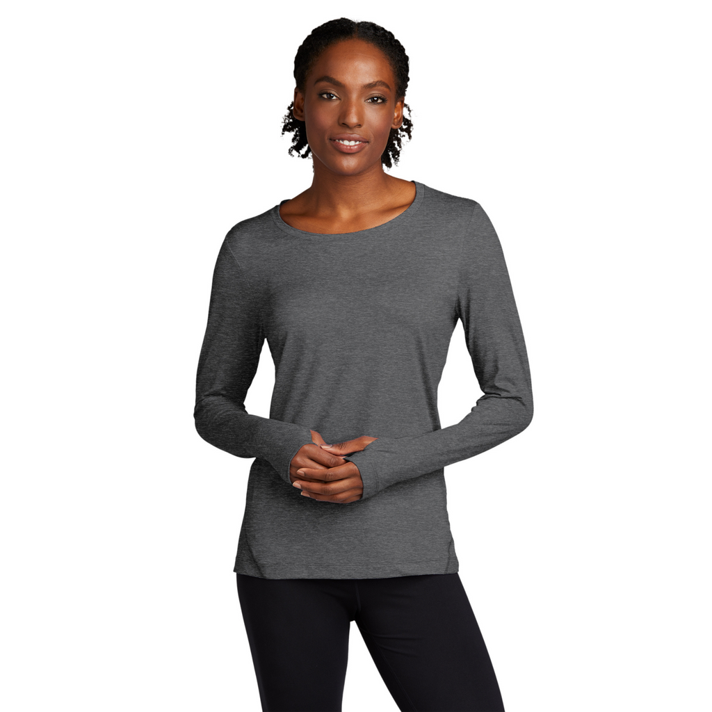 Sport-Tek Ladies Graphite Heather Baselayer Long Sleeve Crew