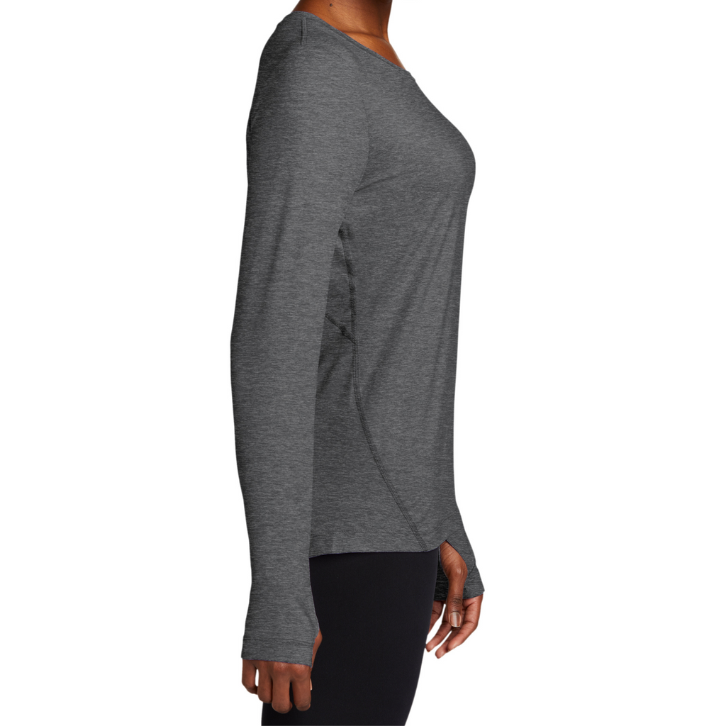 Sport-Tek Ladies Graphite Heather Baselayer Long Sleeve Crew