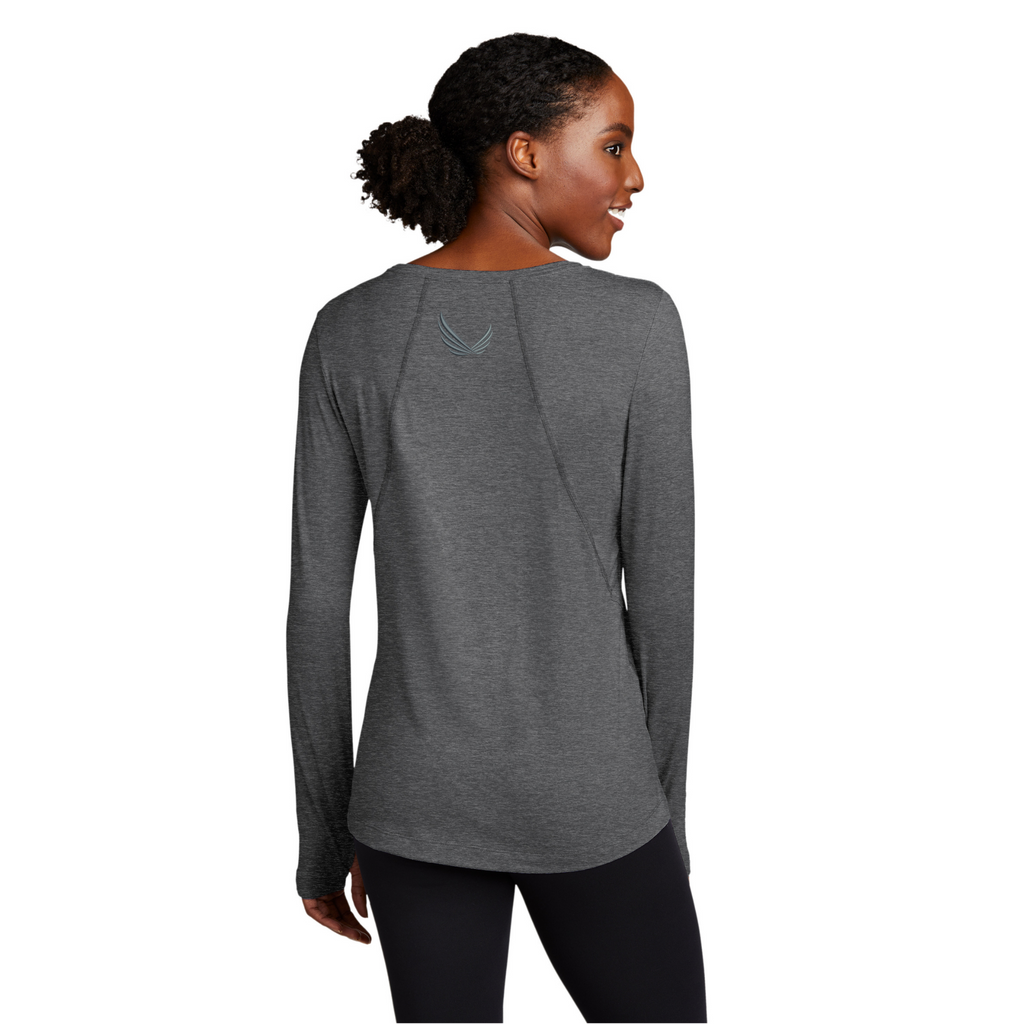 Sport-Tek Ladies Graphite Heather Baselayer Long Sleeve Crew