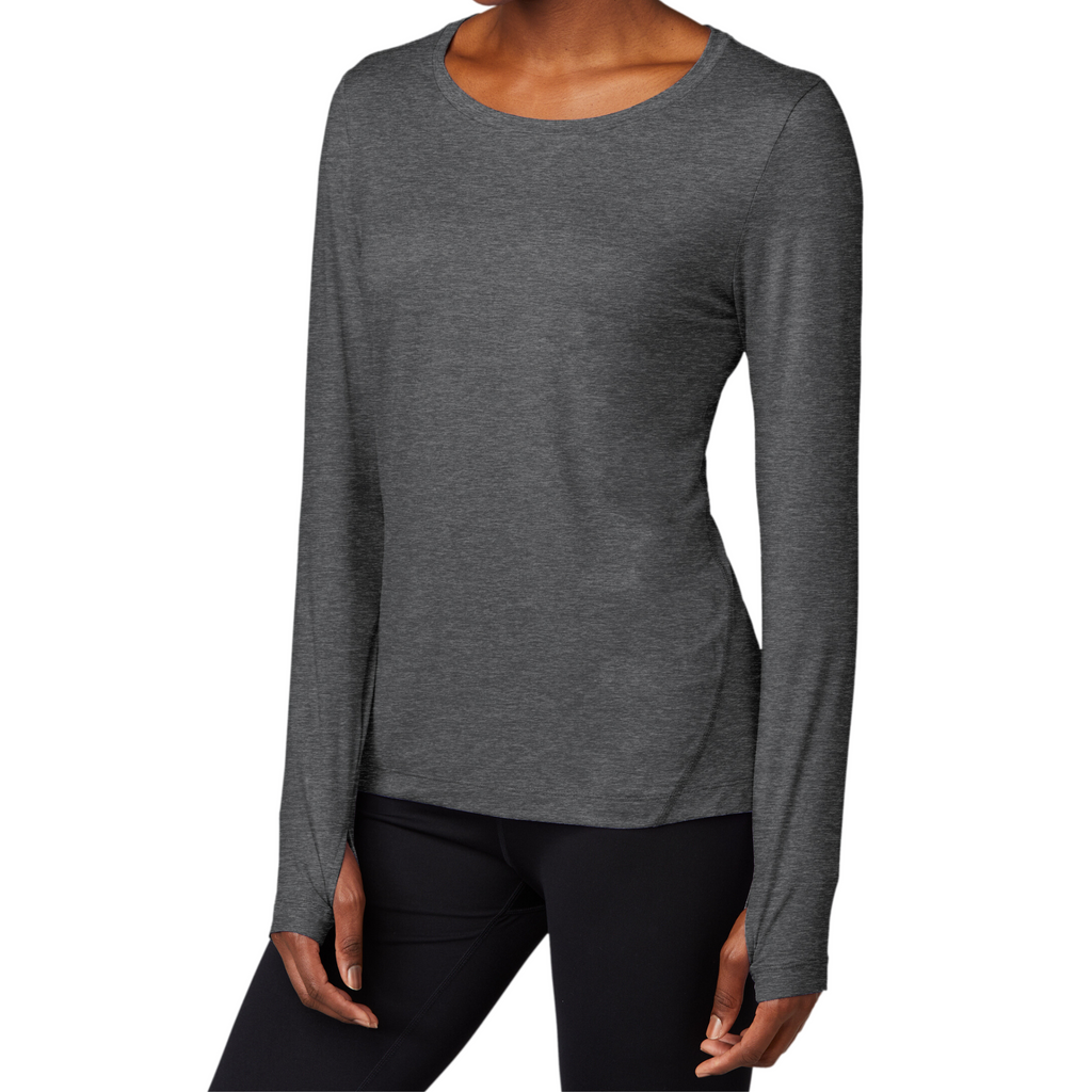 Sport-Tek Ladies Graphite Heather Baselayer Long Sleeve Crew